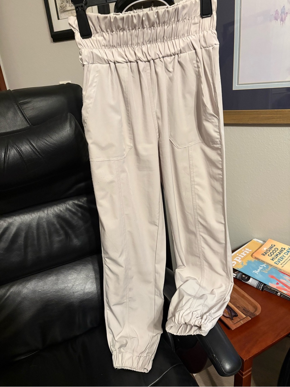 SIX / FIFTY Elastic Waist Pants in Pale Taupe